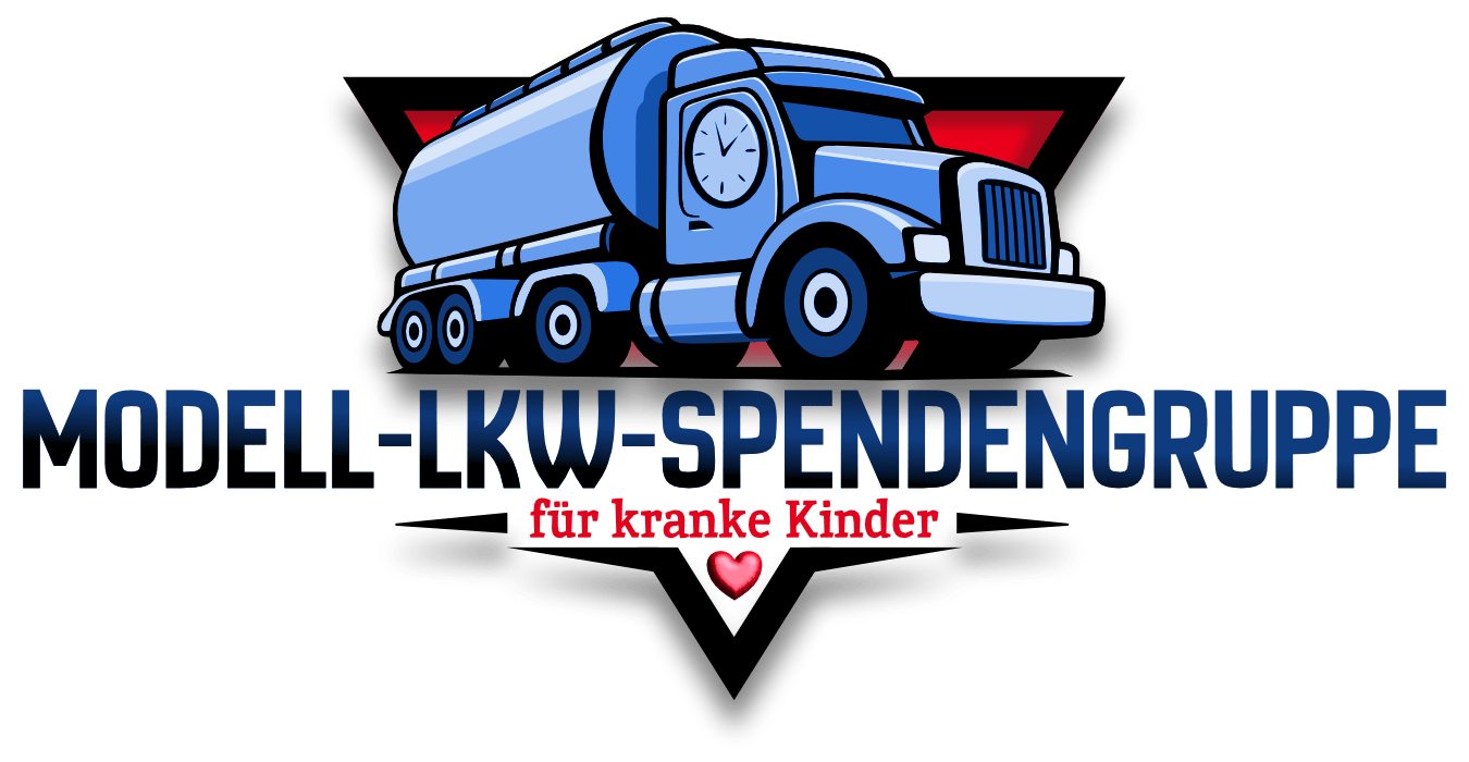Das Modell-LKW-Spendengruppe Emblem zeigt einen stilisierten Tankwagen in Blau auf ritem Dreieck